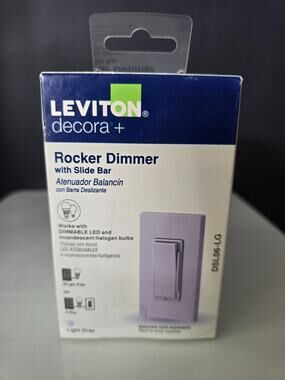 Leviton Decora + Rocker Dimmer with Slide Bar DSL06 Light Gray